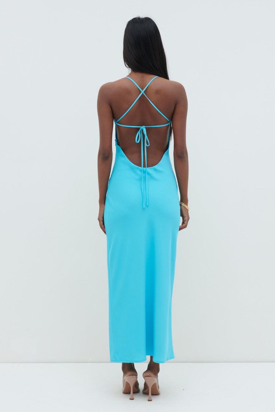 Clothing Pretty Lavish | Gia Tie Midaxi Dress Santorini Blue