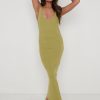 Clothing Pretty Lavish | Lara Ribbed Midaxi Dress Olive