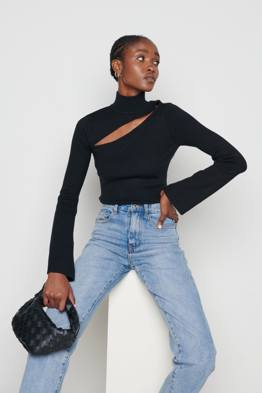 Clothing Pretty Lavish | Shani Cut Out Knit Top Black