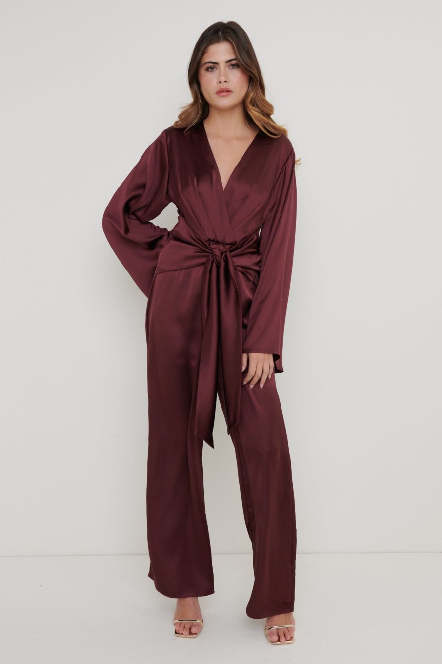 Clothing Pretty Lavish | Adelaide Kimono Sleeve Jumpsuit Red