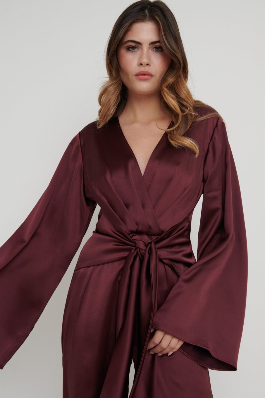 Clothing Pretty Lavish | Adelaide Kimono Sleeve Jumpsuit Red