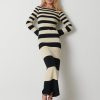 Clothing Pretty Lavish | Mila Striped Knit Dress Black And Beige Stripe