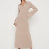 Clothing Pretty Lavish | Hayden Knit Midaxi Dress Taupe