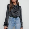 Clothing Pretty Lavish | Jayda Cowl Neck Blouse Black