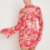 Clothing Pretty Lavish | Athene Cut Out Mini Dress Pink And Red Floral