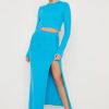 Clothing Pretty Lavish | Sofia Asymmetric Knit Skirt Blue