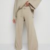 Clothing Pretty Lavish | Lina Ribbed Trousers Stone