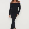 Clothing Pretty Lavish | Soreya Bardot Knit Dress Black