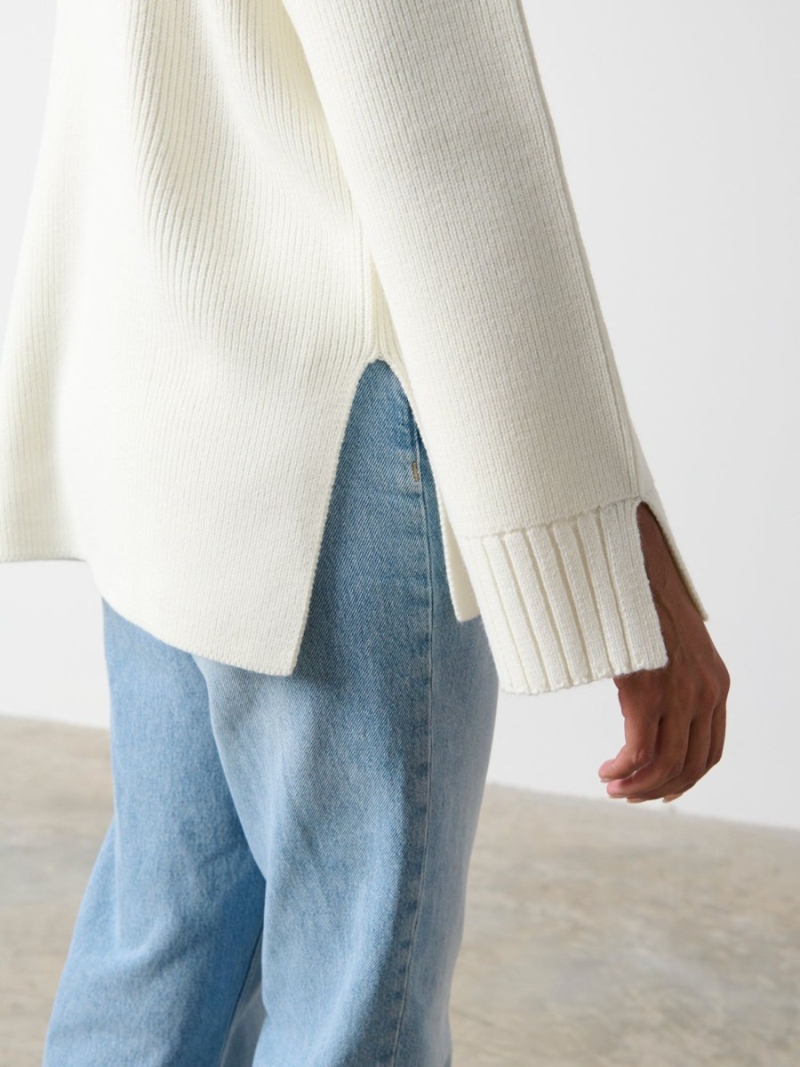 Clothing Pretty Lavish | Amory Grown Neck Knit Jumper Cream