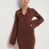 Clothing Pretty Lavish | Hayden Mini Collared Knit Dress Brown