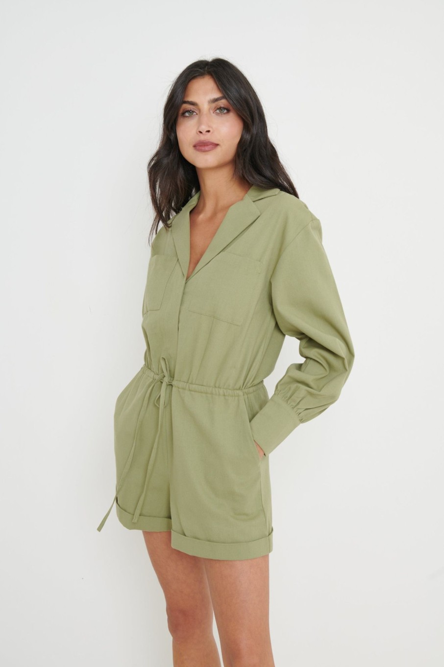 Clothing Pretty Lavish | Skyla Playsuit Khaki