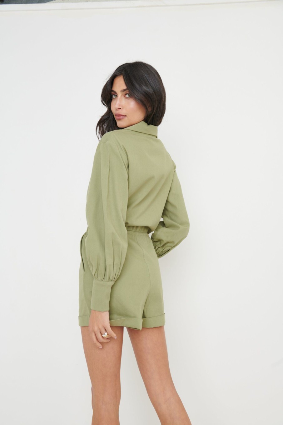 Clothing Pretty Lavish | Skyla Playsuit Khaki