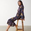 Clothing Pretty Lavish | Emily High Neck Shirred Midaxi Dress Dark Amethyst & Saffron Floral