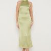 Clothing Pretty Lavish | Raleigh Halter Neck Tie Dress Olive