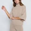 Clothing Pretty Lavish | Hayden Kimono Sleeve Jumper Beige