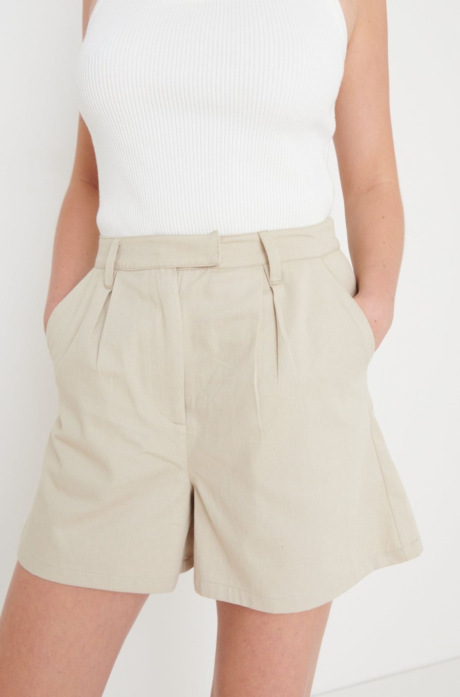 Clothing Pretty Lavish | Blair A-Line Shorts Taupe