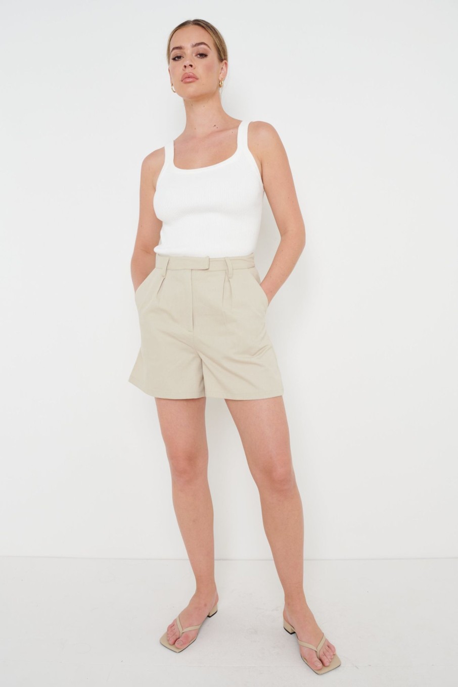 Clothing Pretty Lavish | Blair A-Line Shorts Taupe