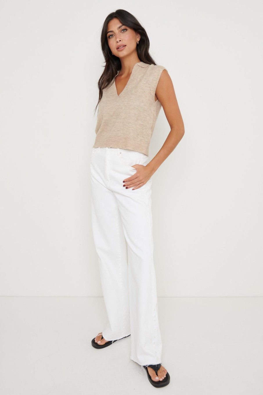 Clothing Pretty Lavish | Jensen Sleeveless Collar Jumper