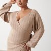 Clothing Pretty Lavish | Shelby Mini Plisse Knit Dress Curve Beige