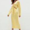 Clothing Pretty Lavish | Rosslyn Tied Long Sleeve Midaxi Dress Yellow