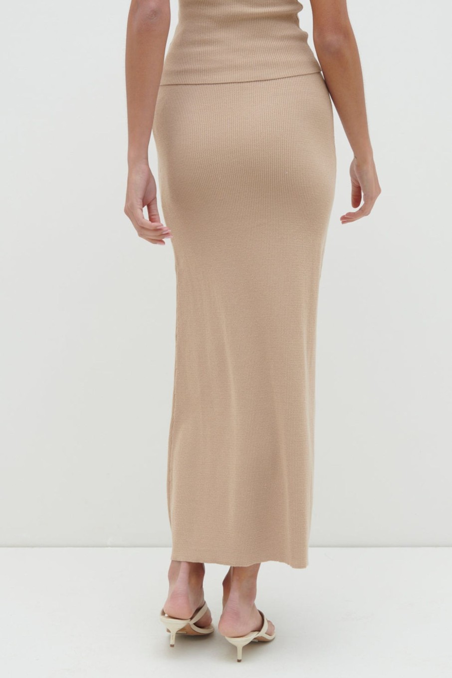 Clothing Pretty Lavish | Reese Midaxi Knit Skirt Beige