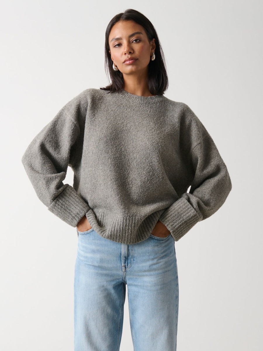 Clothing Pretty Lavish | Camille Oversized Borg Jumper Charcoal