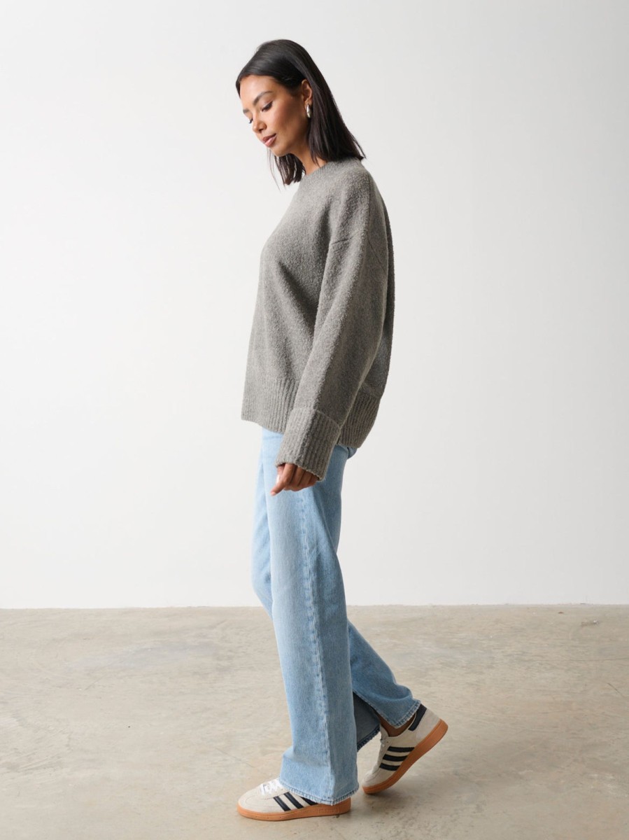 Clothing Pretty Lavish | Camille Oversized Borg Jumper Charcoal