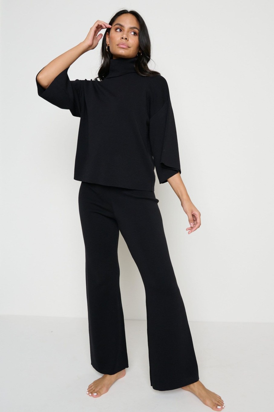 Clothing Pretty Lavish | Hayden Kimono Sleeve Jumper Black