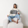 Clothing Pretty Lavish | Camille Oversized Striped Borg Jumper Cream