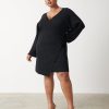 Clothing Pretty Lavish | Shelby Mini Plisse Knit Dress Curve Black