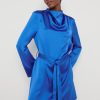 Clothing Pretty Lavish | Jayda Recycled Cowl Neck Dress Blue