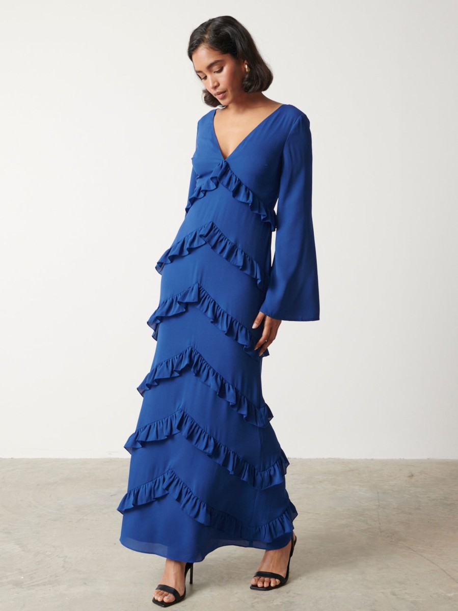 Clothing Pretty Lavish | Paige Ruffle Maxi Dress Blue