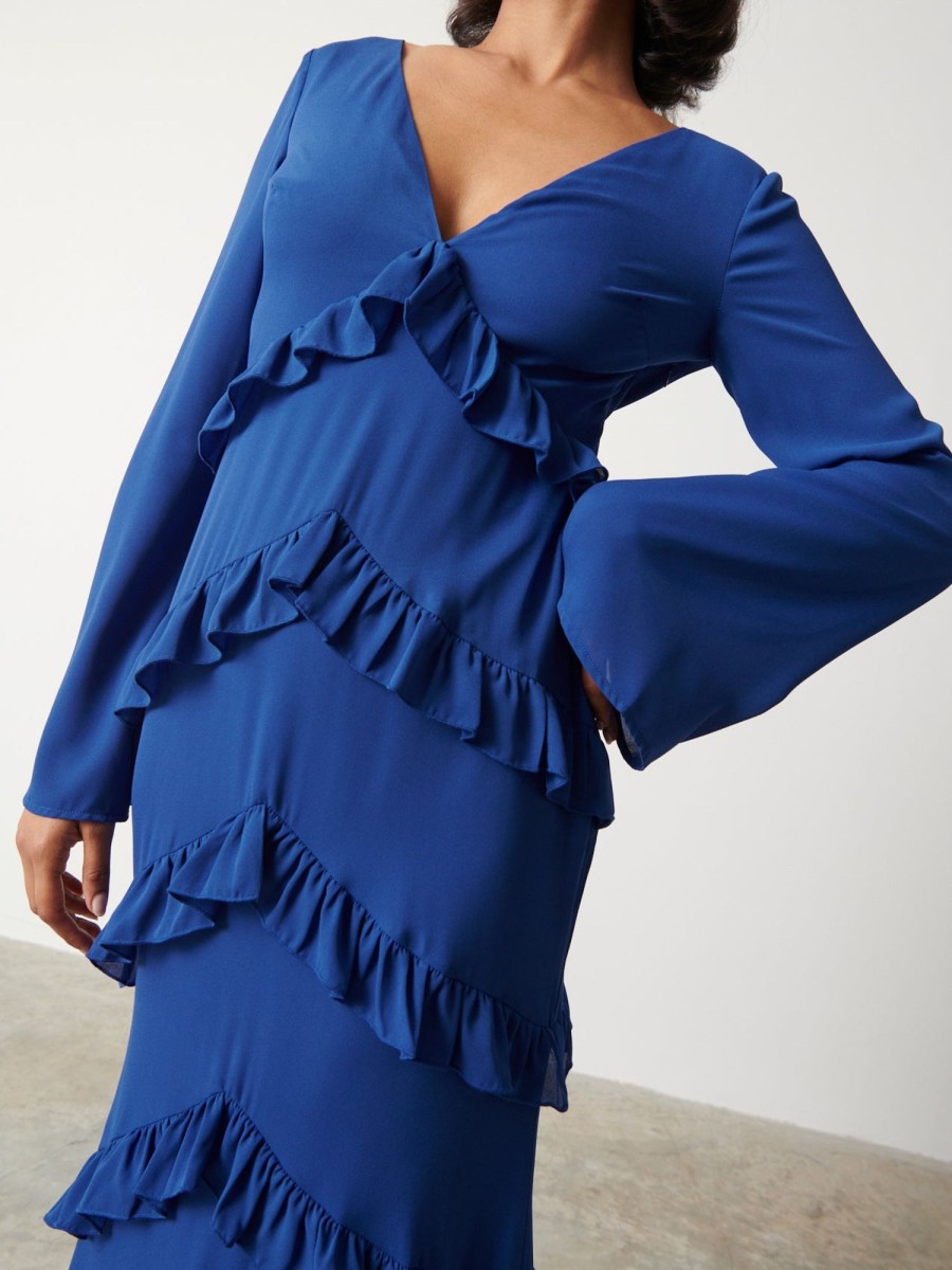 Clothing Pretty Lavish | Paige Ruffle Maxi Dress Blue