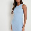 Clothing Pretty Lavish | Billie Ribbed Racer Mini Dress Blue