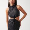 Clothing Pretty Lavish | Isidora Twist Knot Sequin Midaxi Dress Black