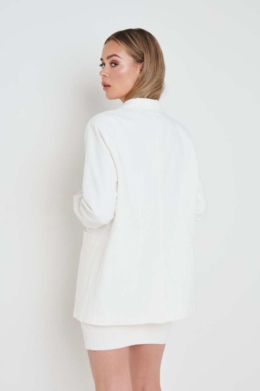 Clothing Pretty Lavish | Dylan Dad Linen Blazer Cream