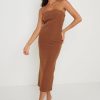 Clothing Pretty Lavish | Ari Cut Out Back Bandeau Dress Brown