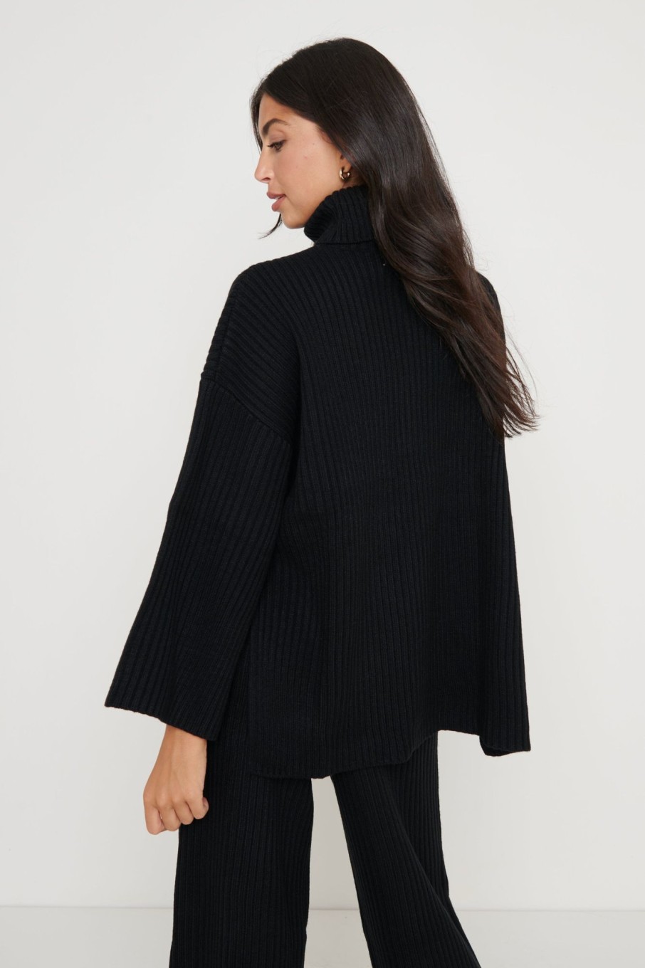 Clothing Pretty Lavish | Lina Ribbed Jumper Black