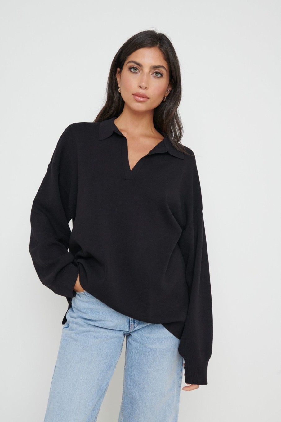 Clothing Pretty Lavish | Hayden Oversized Knit Jumper Black