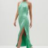 Clothing Pretty Lavish | Lola Halter Tie Midaxi Dress Green