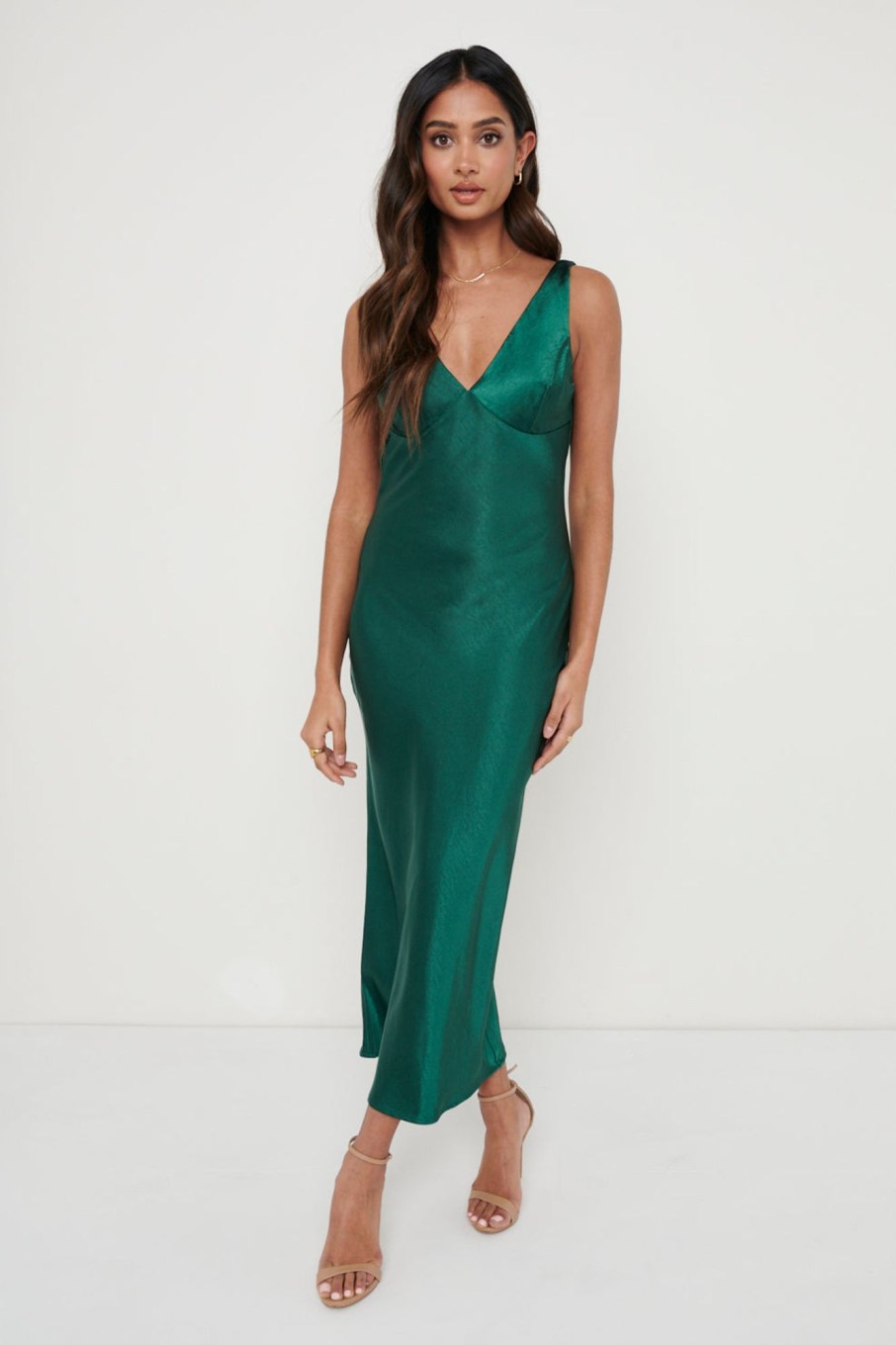 Clothing Pretty Lavish | Piper Midi Dress Emerald