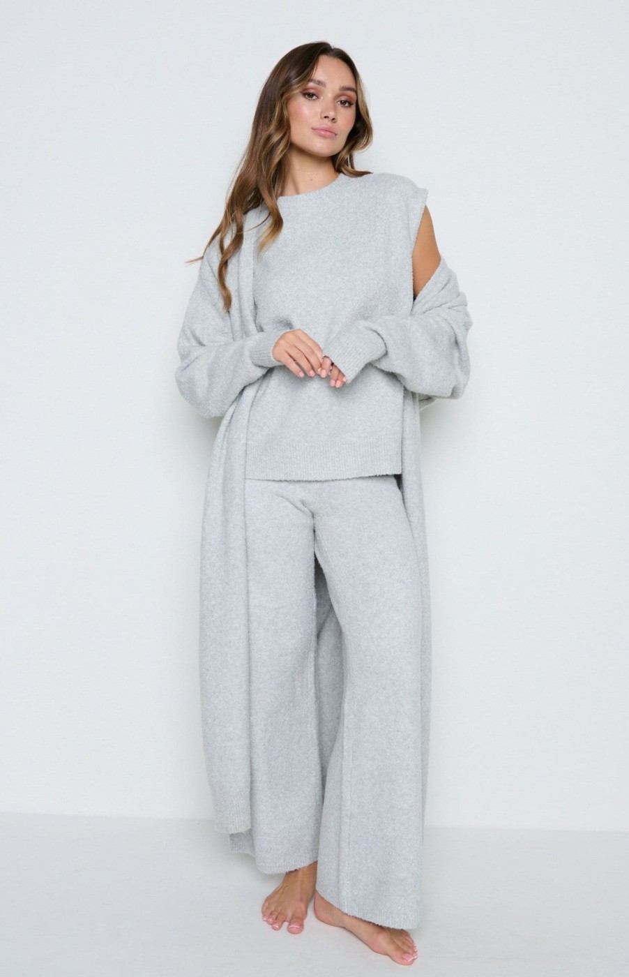 Clothing Pretty Lavish | Millie Maxi Cardigan Grey