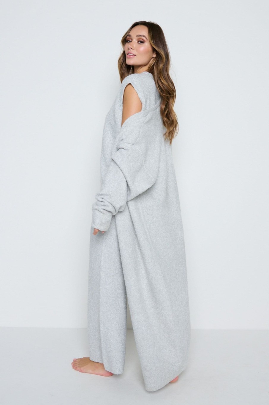 Clothing Pretty Lavish | Millie Maxi Cardigan Grey