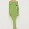 Clothing Pretty Lavish | Soreya Bardot Knit Dress Green