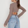 Clothing Pretty Lavish | Jayla Tie Back Knit Top Taupe