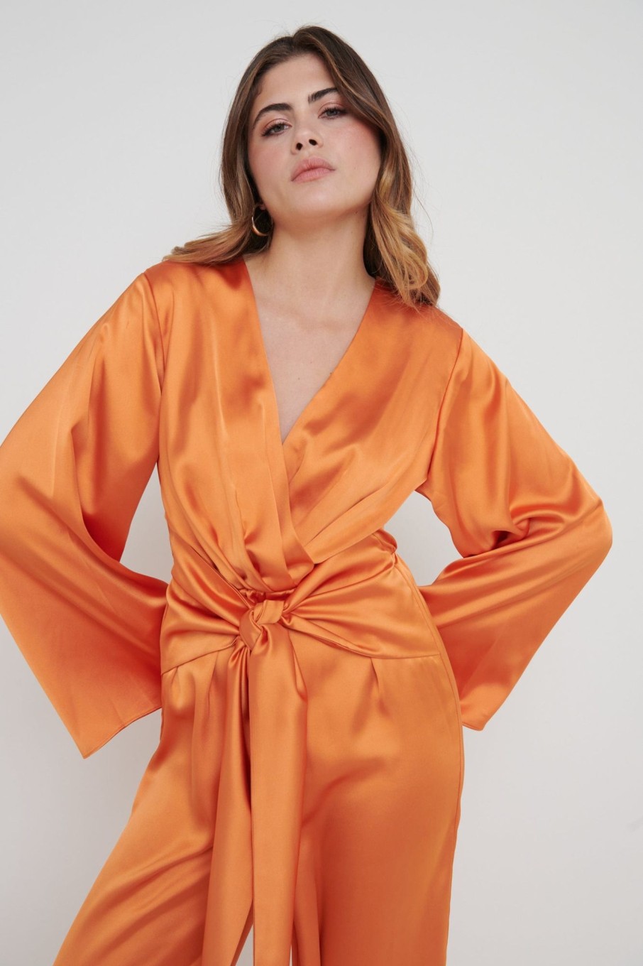 Clothing Pretty Lavish | Adelaide Kimono Sleeve Jumpsuit Orange