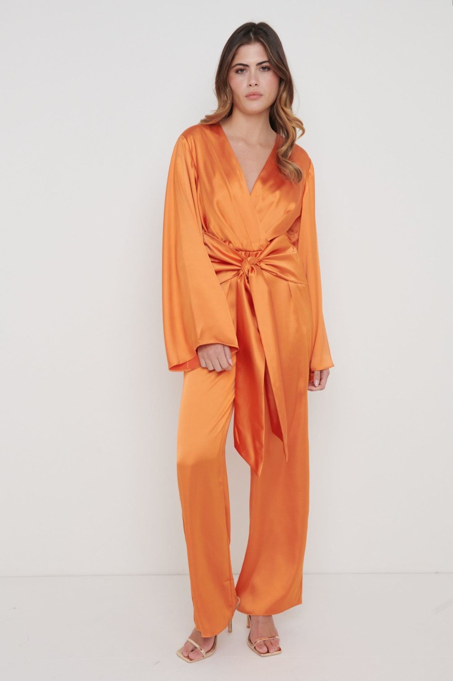 Clothing Pretty Lavish | Adelaide Kimono Sleeve Jumpsuit Orange