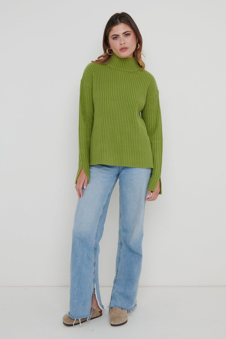 Clothing Pretty Lavish | Connie Knit Jumper Green