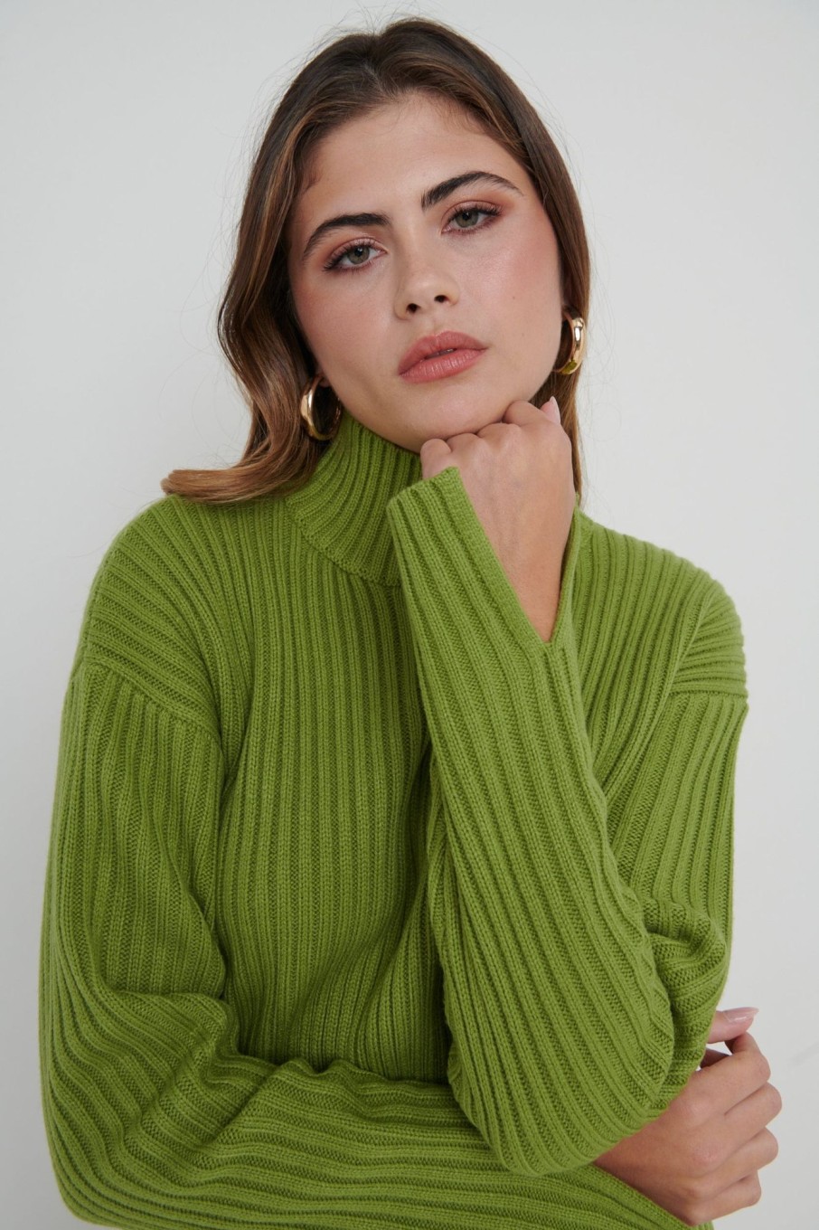 Clothing Pretty Lavish | Connie Knit Jumper Green