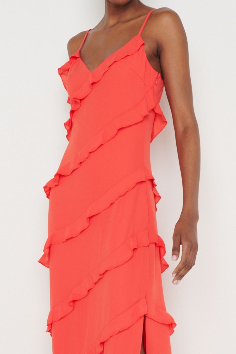 Clothing Pretty Lavish | Nadine Ruffle Maxi Dress Red